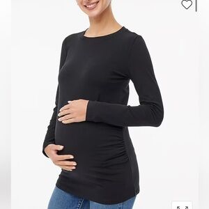 J. Crew Factory Womens Maternity Tee Crewneck Long Sleeve AZ156 Black L